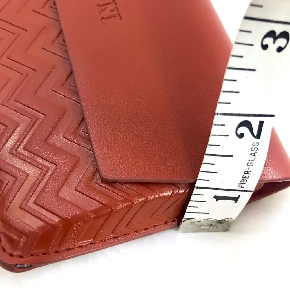 Missoni Brown Leather Glasses Case with Chevron Pattern and Glossy Finish